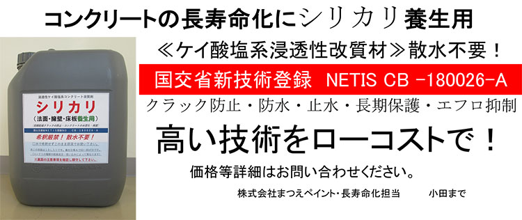 コンクリート構造物に含浸させ表層部を改質する工法　シリカリ